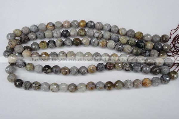 CAG1423 15.5 inches 10mm faceted round silver needle agate beads