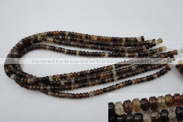 CAG1443 15.5 inches 3*6mm rondelle dragon veins agate beads