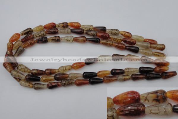 CAG1446 15.5 inches 8*16mm teardrop dragon veins agate beads