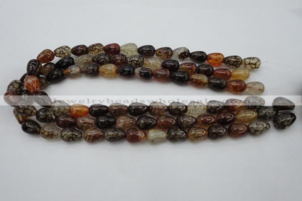 CAG1447 15.5 inches 10*14mm teardrop dragon veins agate beads