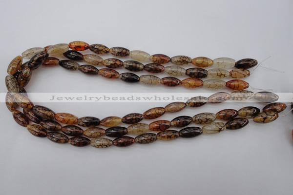 CAG1452 15.5 inches 6*16mm rice dragon veins agate beads