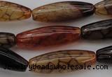 CAG1454 15.5 inches 10*30mm rice dragon veins agate beads