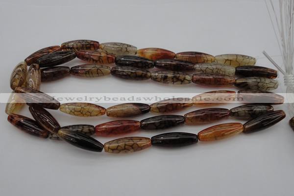 CAG1454 15.5 inches 10*30mm rice dragon veins agate beads