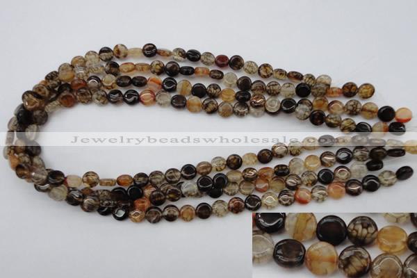 CAG1460 15.5 inches 8mm flat round dragon veins agate beads