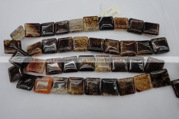 CAG1474 15.5 inches 20*20mm square dragon veins agate beads