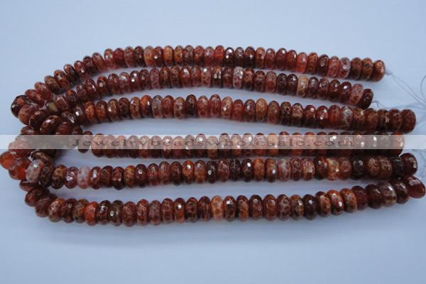 CAG1492 15.5 inches 6*12mm faceted rondelle natural fire agate beads