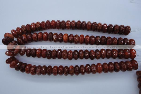 CAG1493 15.5 inches 8*16mm faceted rondelle natural fire agate beads