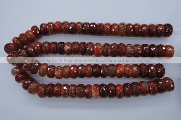 CAG1494 15.5 inches 9*18mm faceted rondelle natural fire agate beads