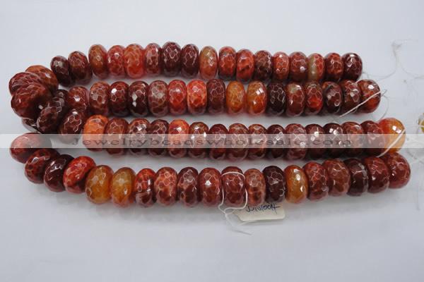 CAG1495 15.5 inches 10*20mm faceted rondelle natural fire agate beads