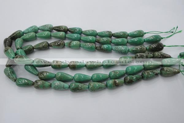 CAG1601 15.5 inches 10*20mm teardrop green grass agate gemstone beads