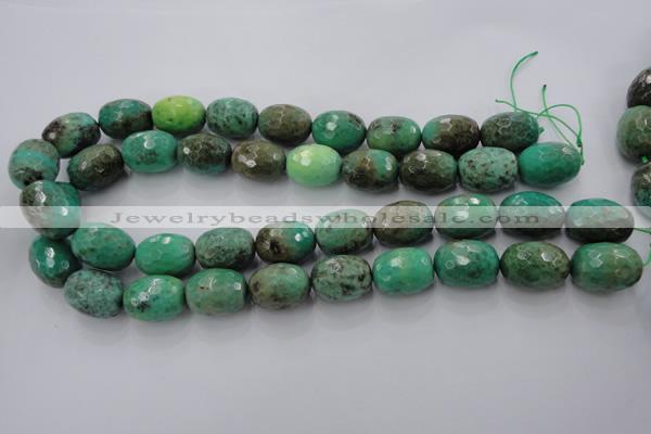 CAG1609 15.5 inches 15*20mm faceted drum green grass agate beads