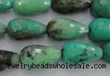 CAG1610 15.5 inches 12*20mm faceted teardrop green grass agate beads