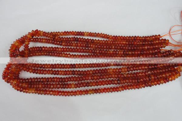 CAG1645 15.5 inches 3*6mm rondelle red agate gemstone beads