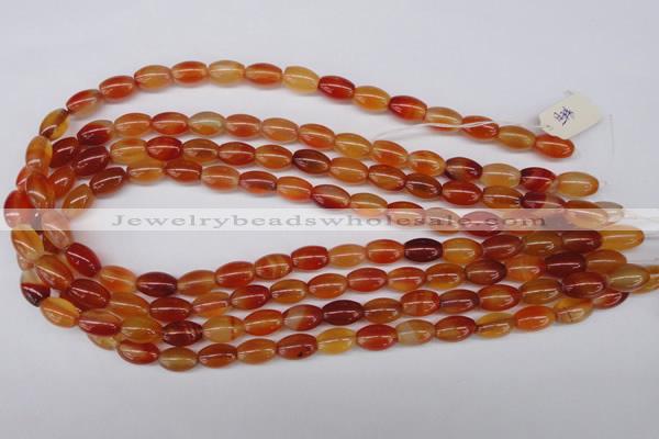 CAG1646 15.5 inches 8*12mm rice red agate gemstone beads