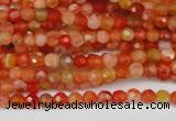 CAG1654 15.5 inches 4mm faceted round red agate gemstone beads