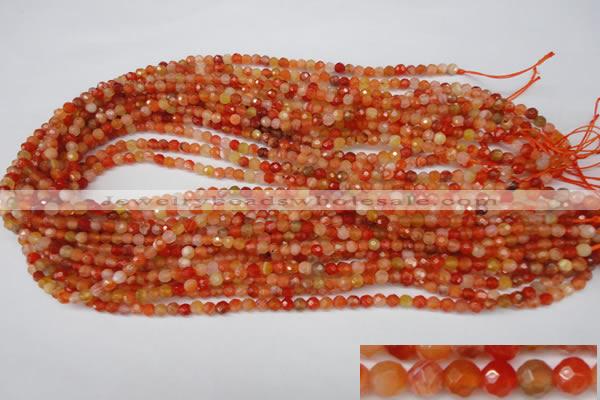 CAG1654 15.5 inches 4mm faceted round red agate gemstone beads