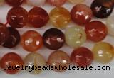 CAG1657 15.5 inches 10mm faceted round red agate gemstone beads