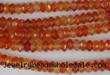 CAG1663 15.5 inches 3*6mm faceted rondelle red agate gemstone beads