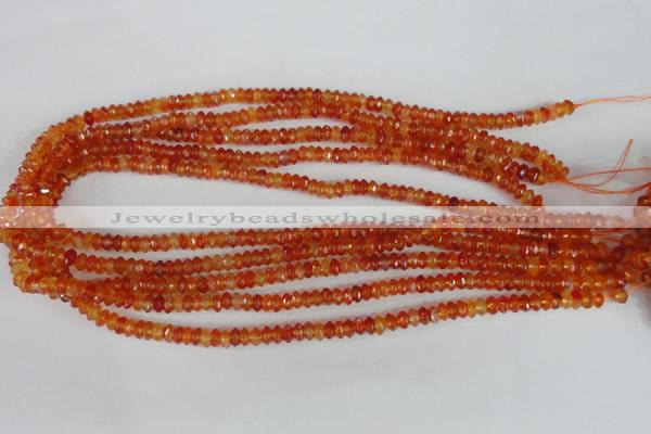 CAG1663 15.5 inches 3*6mm faceted rondelle red agate gemstone beads