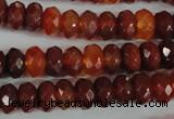 CAG1665 15.5 inches 6*10mm faceted rondelle red agate gemstone beads