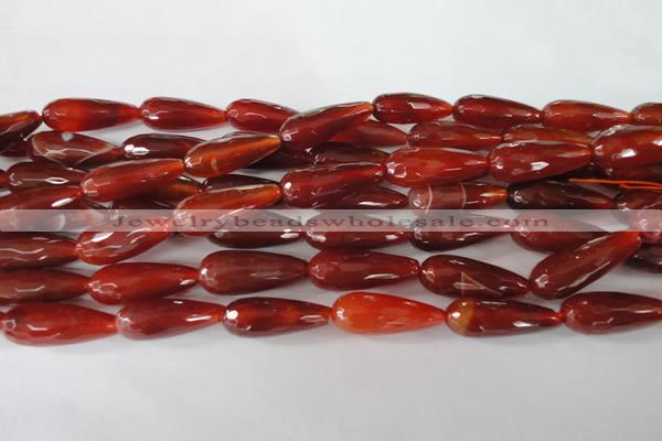 CAG1667 15.5 inches 10*30mm faceted teardrop red agate gemstone beads