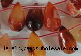 CAG1669 Top-drilled 13*18mm faceted teardrop red agate gemstone beads