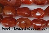 CAG1672 15.5 inches 12*17mm faceted nuggets red agate gemstone beads