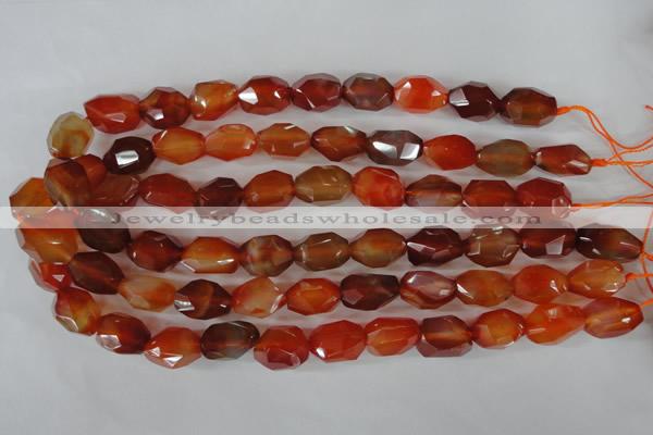 CAG1673 15.5 inches 14*18mm faceted nuggets red agate gemstone beads