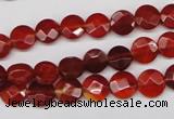 CAG1675 15.5 inches 8mm faceted coin red agate gemstone beads