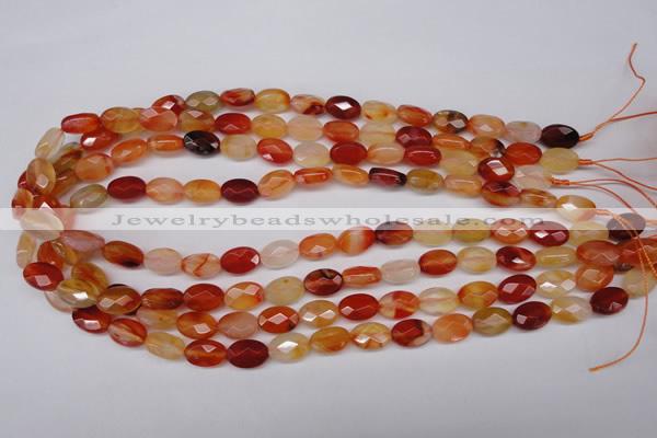 CAG1678 15.5 inches 8*12mm faceted oval red agate gemstone beads