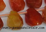 CAG1680 Top-drilled 15*18mm faceted nuggets red agate gemstone beads