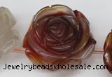 CAG1681 15.5 inches 30mm carved flower red agate gemstone beads