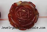 CAG1682 15.5 inches 38mm carved flower red agate gemstone beads