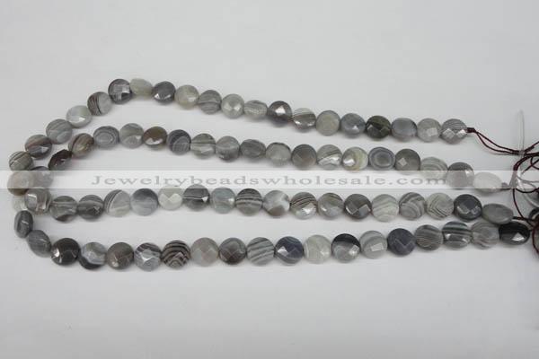 CAG1762 15.5 inches 10mm faceted coin Chinese botswana agate beads