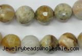 CAG1834 15.5 inches 12mm faceted round bamboo leaf agate beads