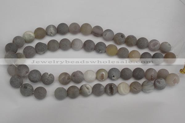 CAG1840 15.5 inches 14mm round matte druzy agate beads whholesale