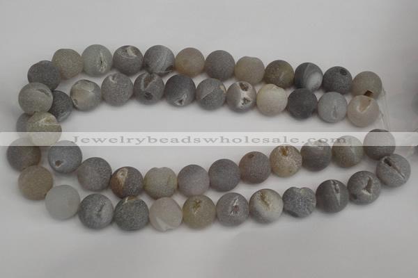 CAG1841 15.5 inches 16mm round matte druzy agate beads whholesale