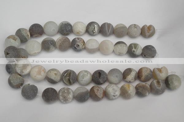 CAG1842 15.5 inches 18mm round matte druzy agate beads whholesale