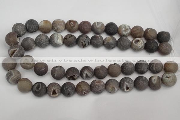 CAG1845 15.5 inches 16mm round matte druzy agate beads whholesale