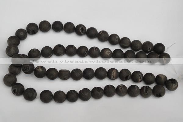 CAG1848 15.5 inches 14mm round matte druzy agate beads whholesale