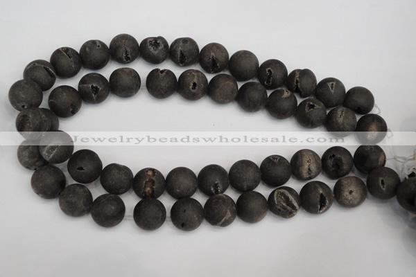 CAG1849 15.5 inches 16mm round matte druzy agate beads whholesale