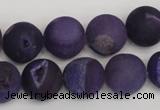 CAG1852 15.5 inches 14mm round matte druzy agate beads whholesale