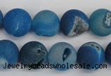 CAG1856 15.5 inches 14mm round matte druzy agate beads whholesale