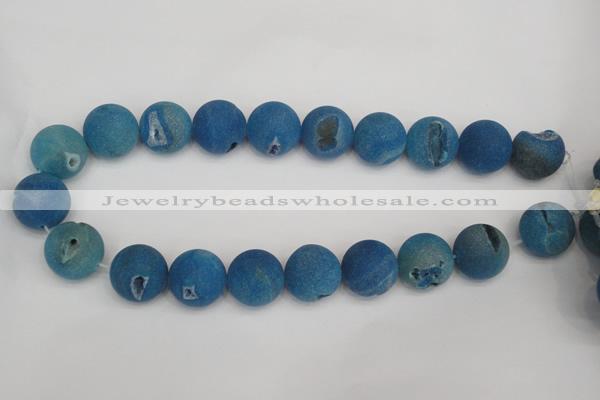 CAG1859 15.5 inches 20mm round matte druzy agate beads whholesale