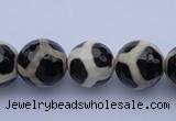 CAG1871 15.5 inches 8mm faceted round tibetan agate beads wholesale