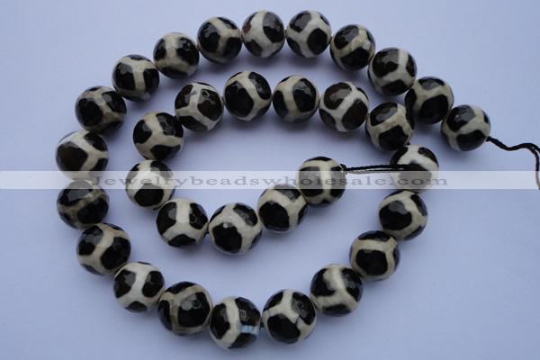 CAG1873 15.5 inches 12mm faceted round tibetan agate beads wholesale