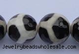 CAG1874 15.5 inches 14mm faceted round tibetan agate beads wholesale