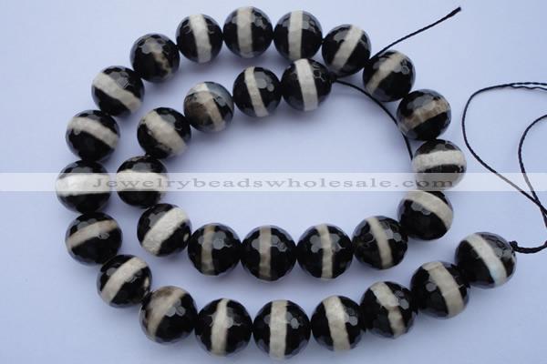 CAG1878 15.5 inches 6mm faceted round tibetan agate beads wholesale