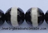 CAG1882 15.5 inches 14mm faceted round tibetan agate beads wholesale