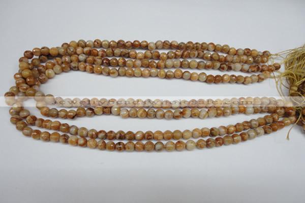 CAG1885 15.5 inches 6mm faceted round lemon crazy lace agate beads